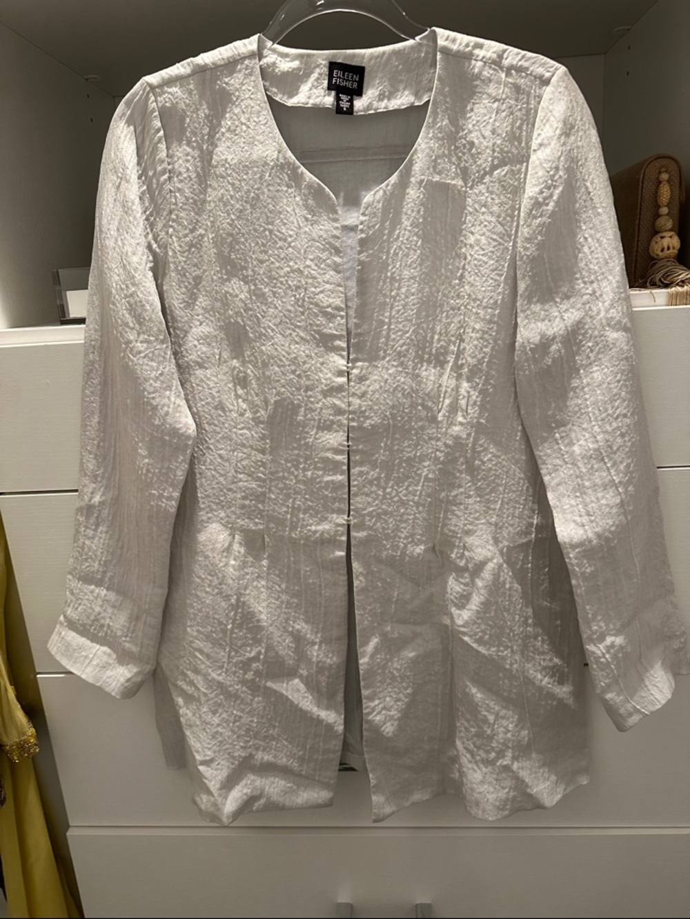 Eileen Fisher light gray crinkle jacket - Picture 3 of 7